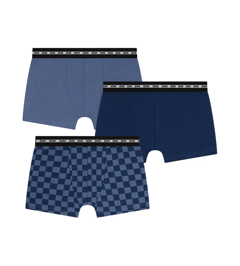 3er-Pack Boxershorts für Kinder Damier Bleu Dim Coton Stretch