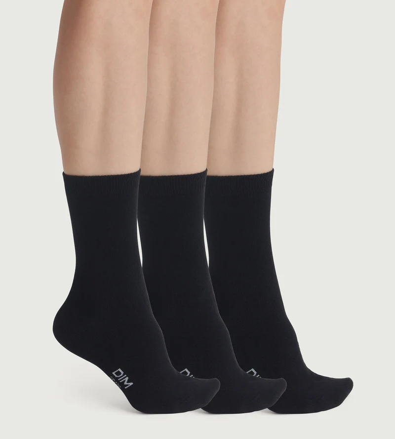 3 Paar Socken für Frauen Schwarz Baumwolle Nice Price