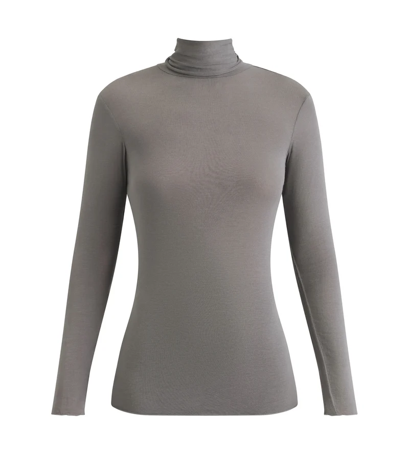 Damen-T-Shirt mit Stehkragen Grau Dim Thermal