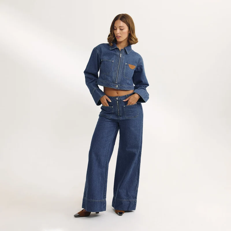 High-Waisted Wide-Leg Jeans - Blue