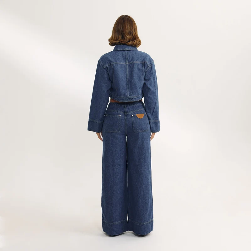 High-Waisted Wide-Leg Jeans - Blue