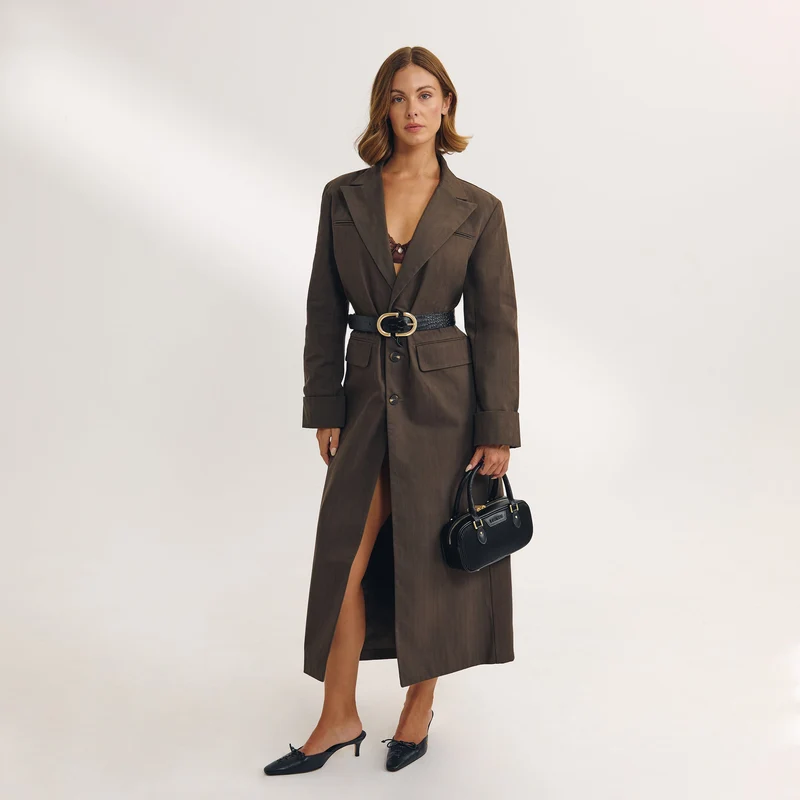 Oversized Longline Blazer - Dark Brown