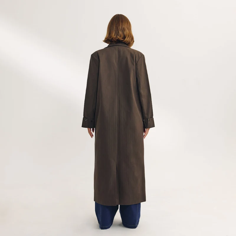 Oversized Longline Blazer - Dark Brown