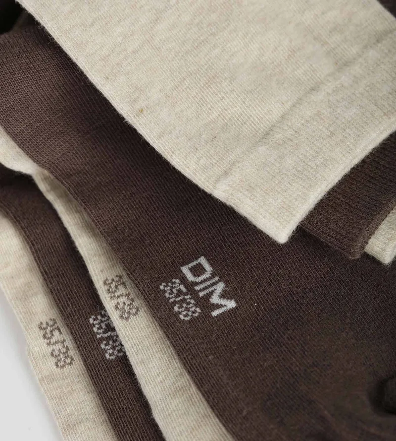 2er-Pack Damen-Socken Braun Beige Dim Baumwolle
