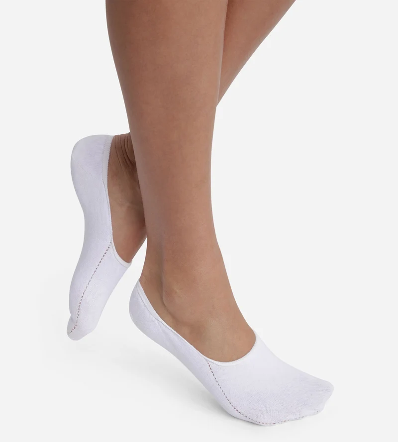 Kurze Söckchen für Damen, speziell für Turnschuhe, aus Baumwolle, weiß, Dim Invisifit