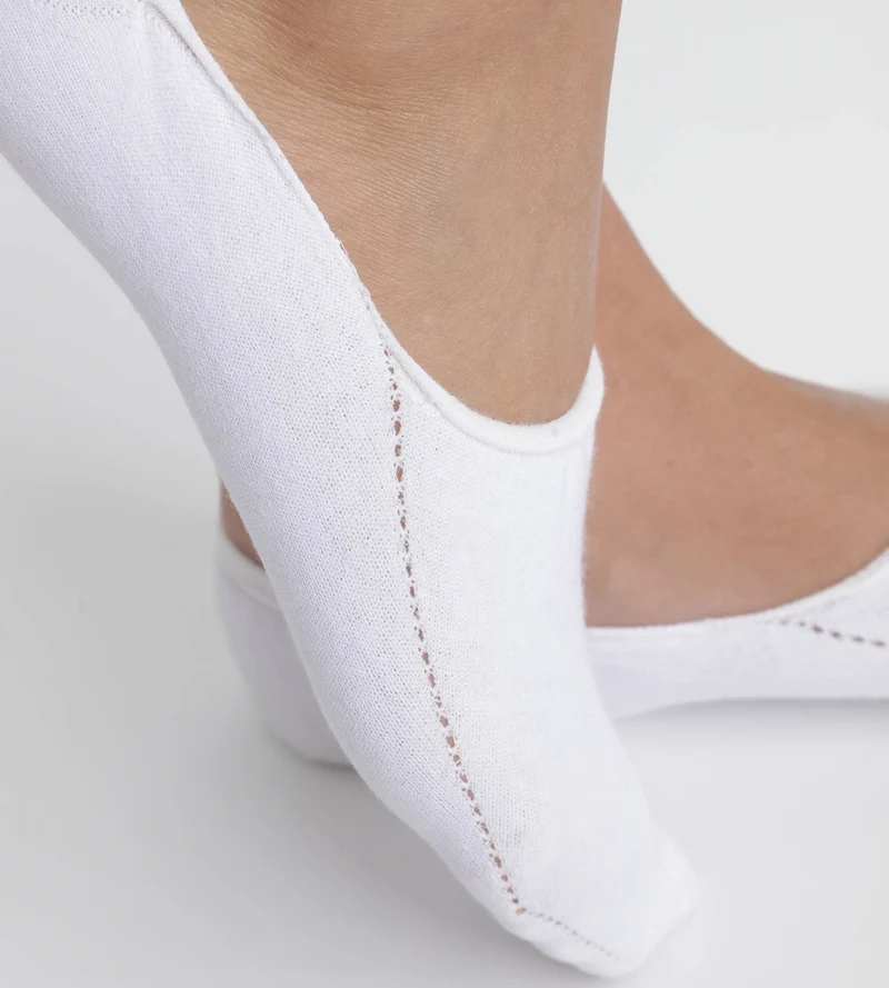 Kurze Söckchen für Damen, speziell für Turnschuhe, aus Baumwolle, weiß, Dim Invisifit