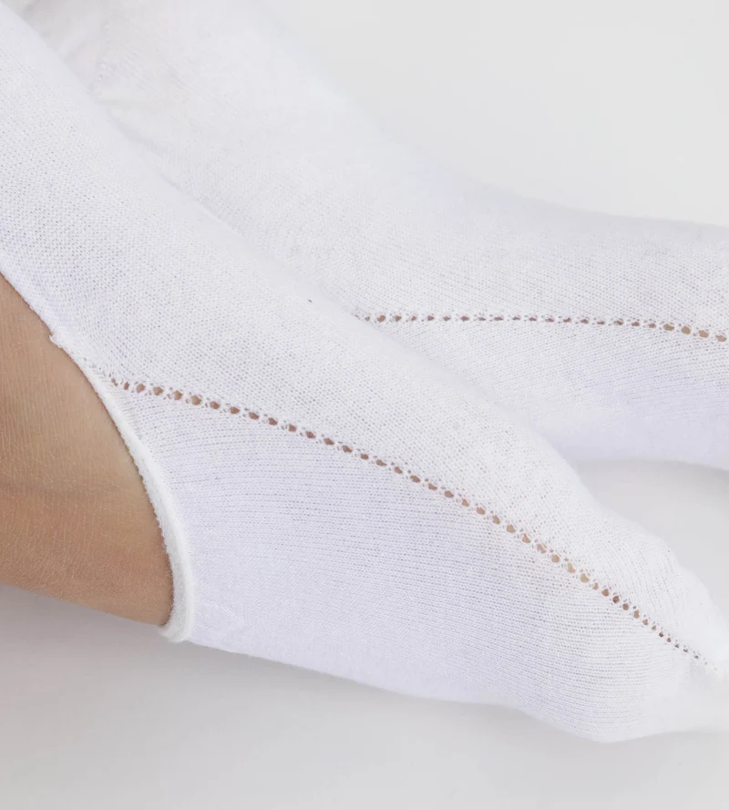 Kurze Söckchen für Damen, speziell für Turnschuhe, aus Baumwolle, weiß, Dim Invisifit