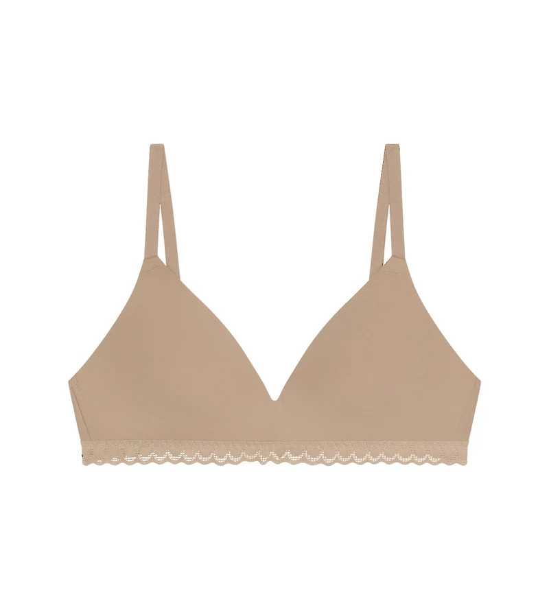 Mädchen-BH ohne Bügel aus Mikrofaser und Spitze Nude Daily
