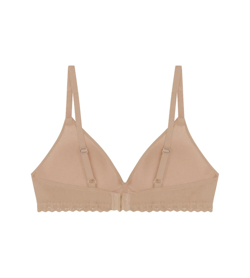 Mädchen-BH ohne Bügel aus Mikrofaser und Spitze Nude Daily