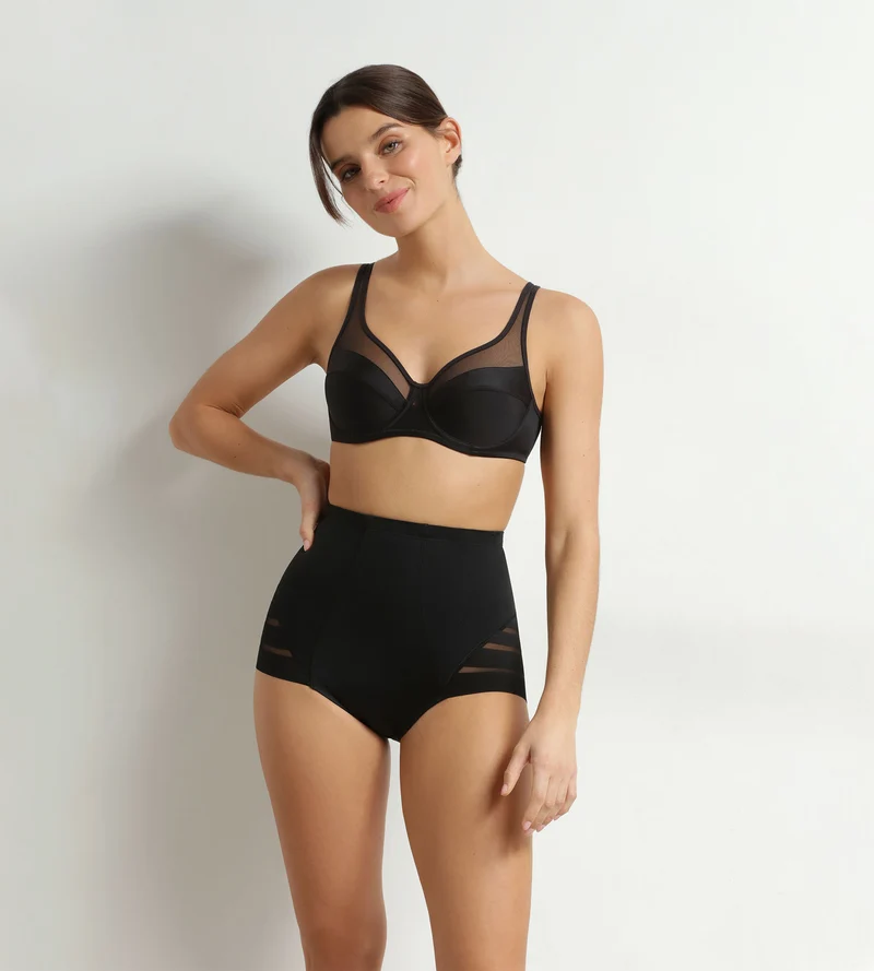 Hoher Slip mit flachem Bauch Schwarz Damen Dim Silhouette Élégance