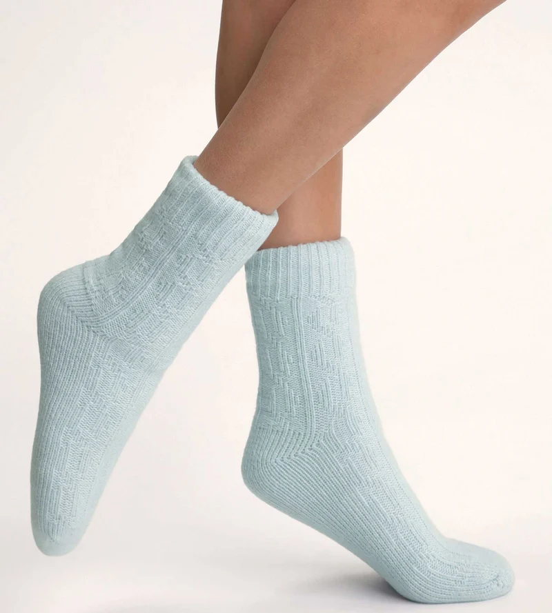 Warme Socke für Frauen Himmelblau Cocoon Fleece