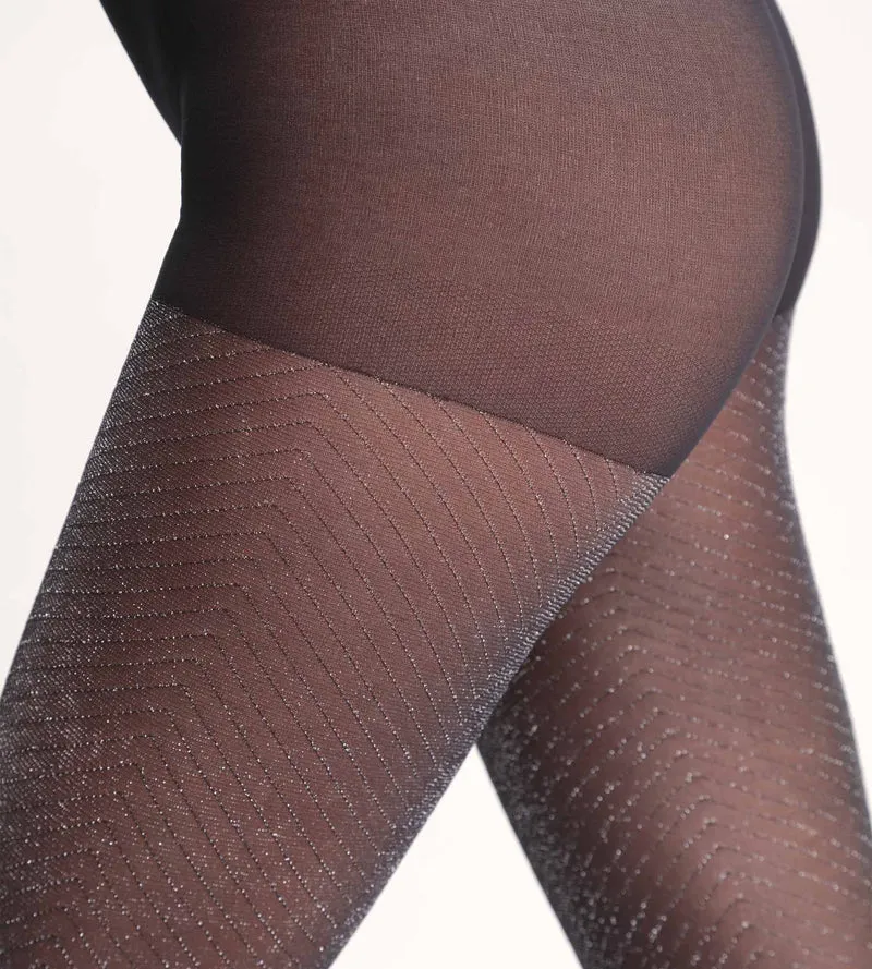 Schwarze Shiny Strumpfhose mit Pailletten Dim Style