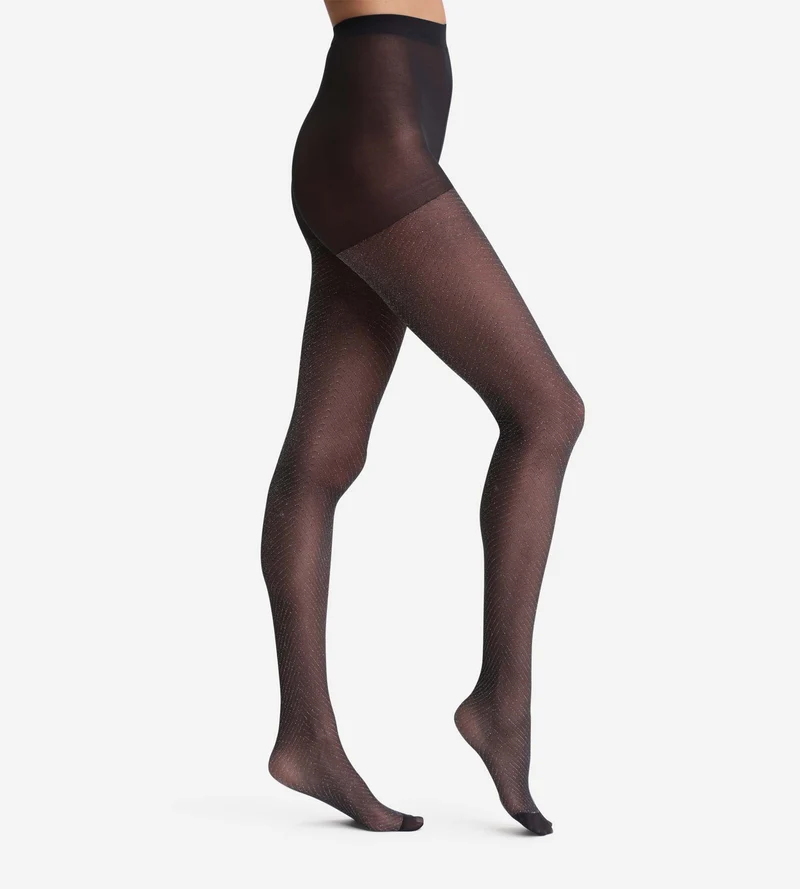 Schwarze Shiny Strumpfhose mit Pailletten Dim Style