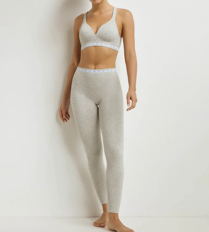 Leggings für Frauen aus geripptem Stoff Grau meliert Dim Icons