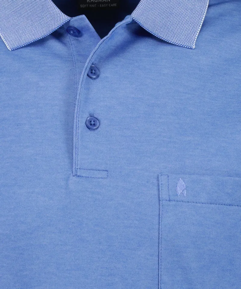 Softknit-Polo mit Brusttasche, kurzarm
