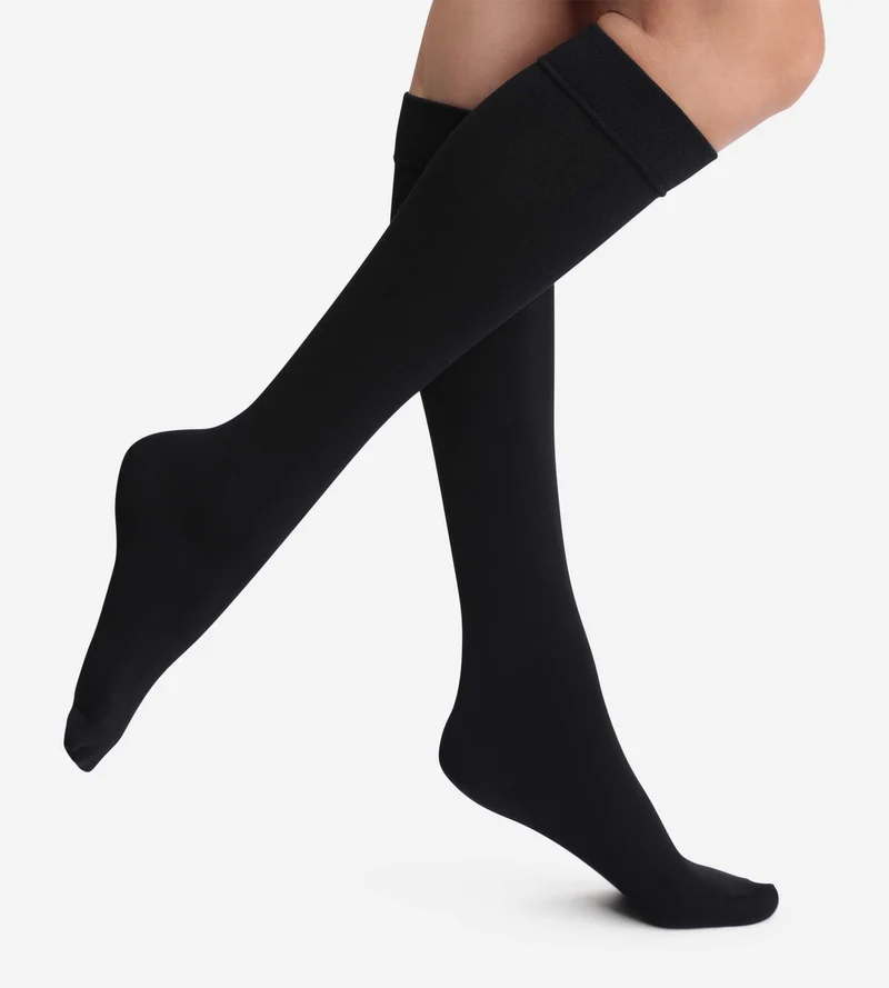 Kniestrümpfe aus Fleece schwarz undurchsichtig 140D Dim Thermo