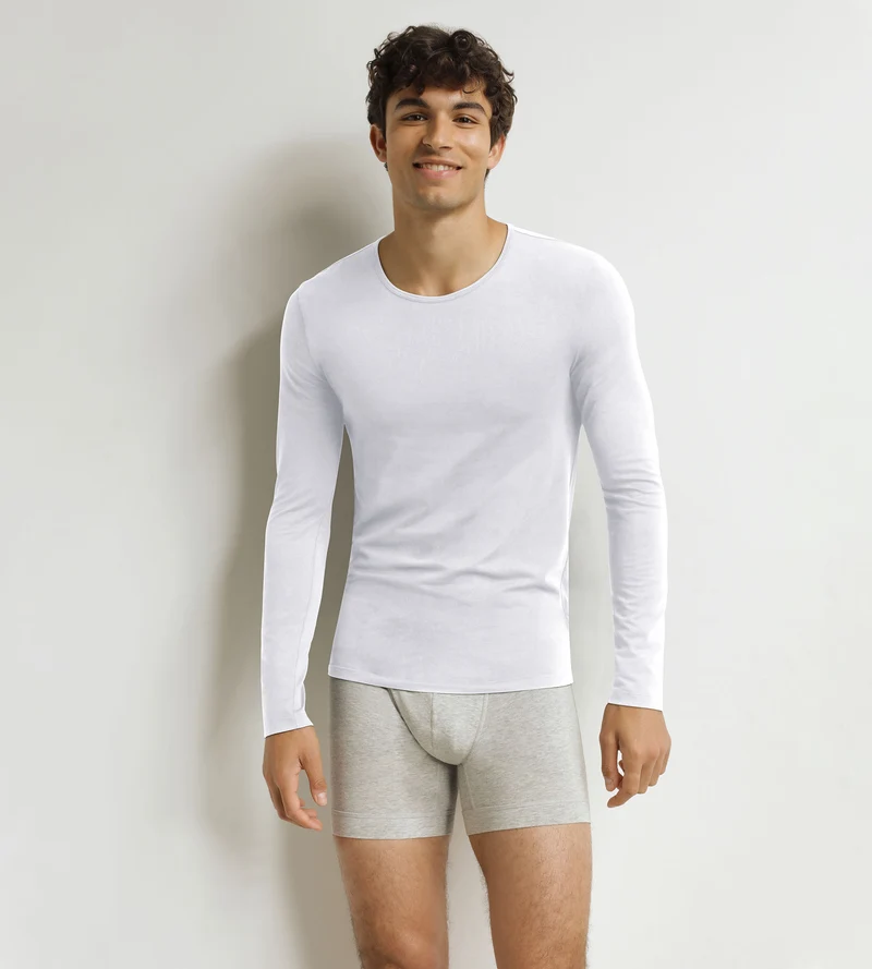 Herren-Langarmshirt Weiß Dim Thermal
