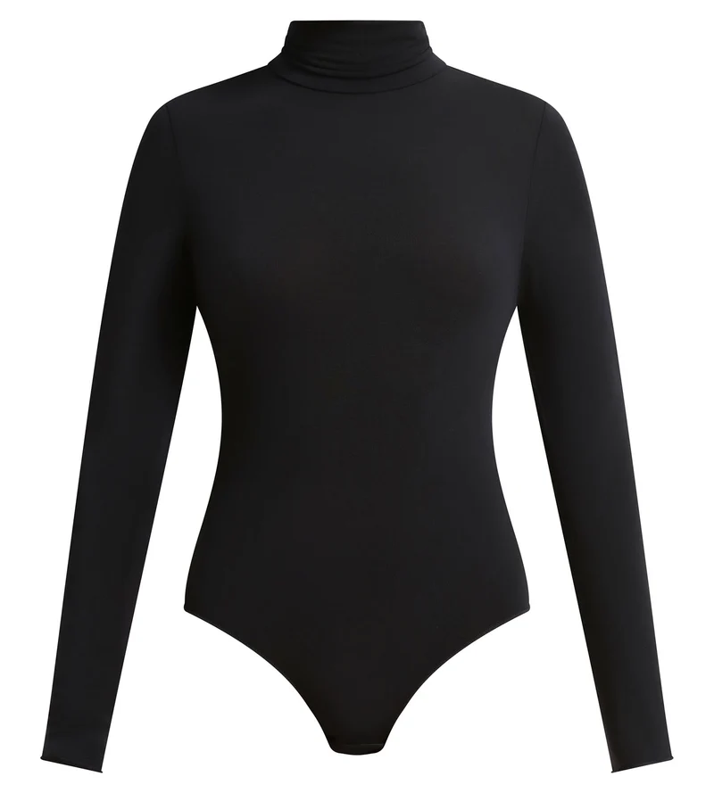Damenbody mit Rollkragen aus Modal und Kaschmir Schwarz Light & Warm