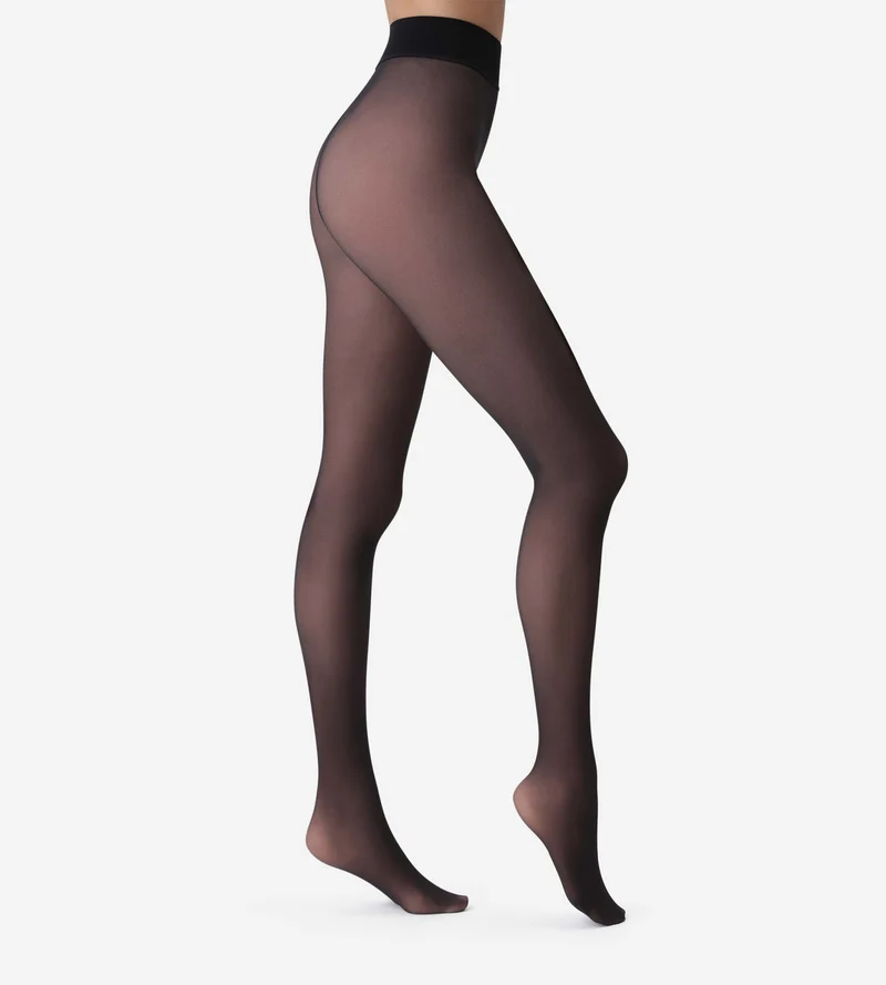 Warme Strumpfhose mit Transparent-Effekt Schwarz Thermo