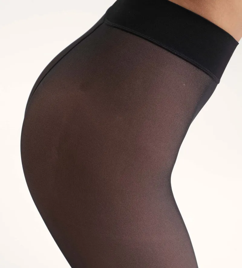Warme Strumpfhose mit Transparent-Effekt Schwarz Thermo