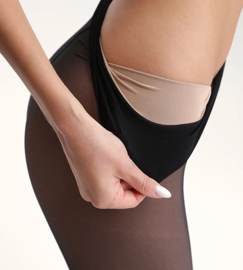 Warme Strumpfhose mit Transparent-Effekt Schwarz Thermo