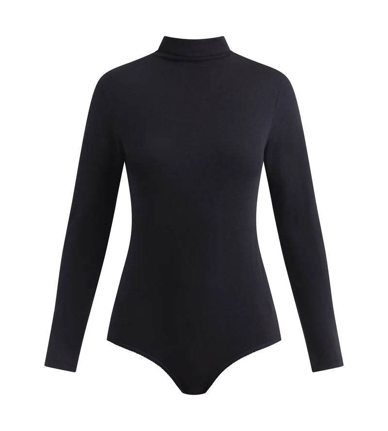 Body, langarm, Damen, Stehkragen Schwarz Dim Thermal