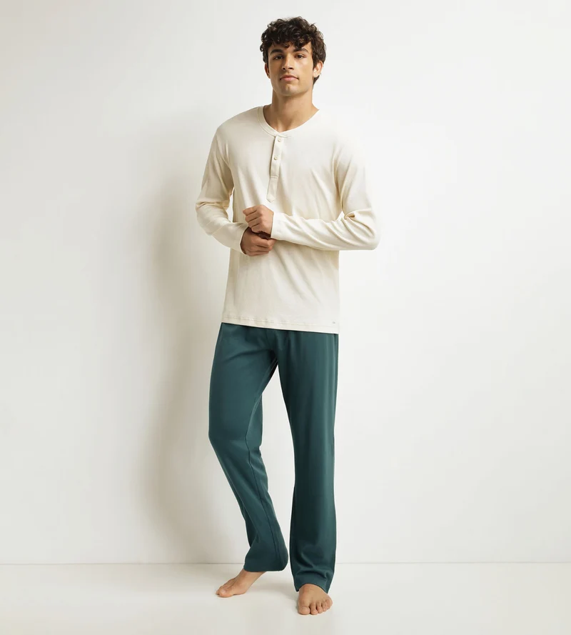 Pyjama-Hosen-Set für Männer Ivory Grün Dim