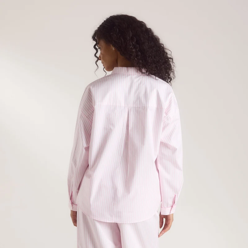 Bloom & Stripe Pyjama Shirt - Pink