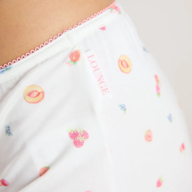 Modal Pyjama Shorts - White Fruits