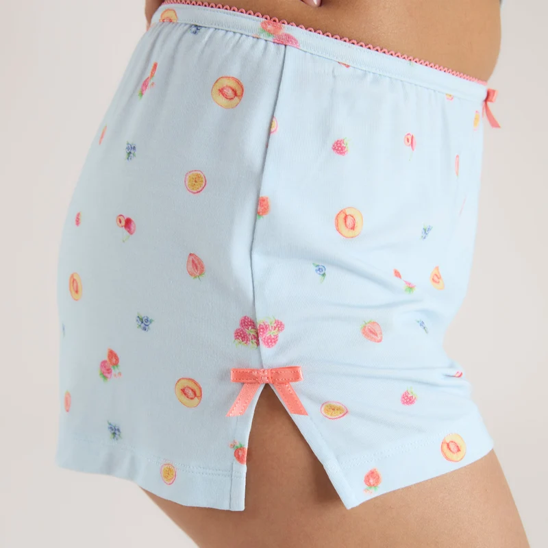 Modal Pyjama Shorts - Blue Fruits
