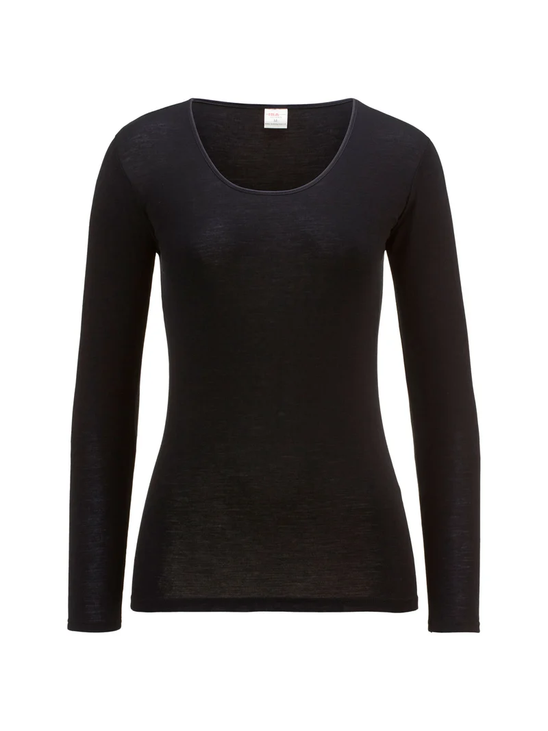 Shirt langarm, O-Neck, VIRGIN WOOL & SILK