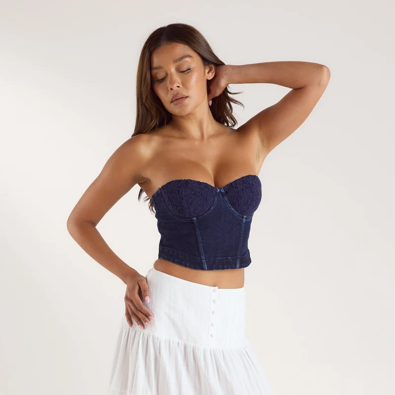 Denim Corset Top - Indigo