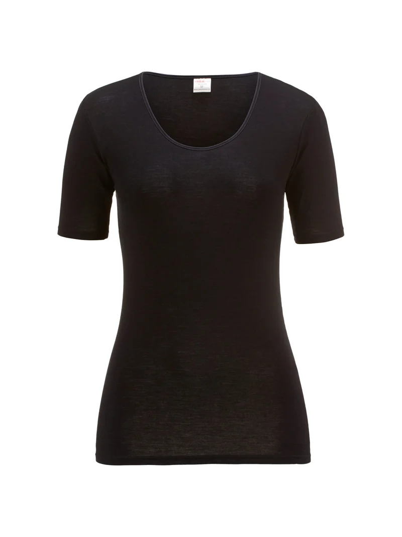 Shirt kurzarm, O-Neck, VIRGIN WOOL & SILK