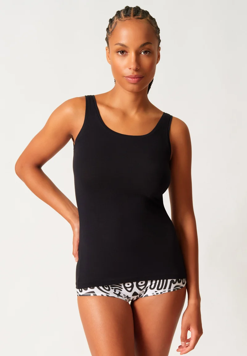 SKINY ADVANTAGE Cotton Stretch Tank top 2 pack | kuranyiblack selection 087098-08A165