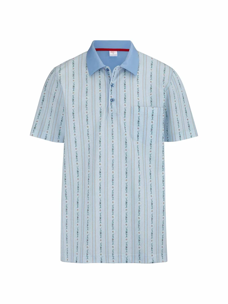Poloshirt EDELWEISS in hellblau und dunkelblau