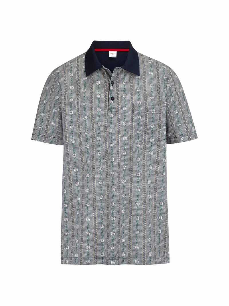 Poloshirt EDELWEISS in hellblau und dunkelblau