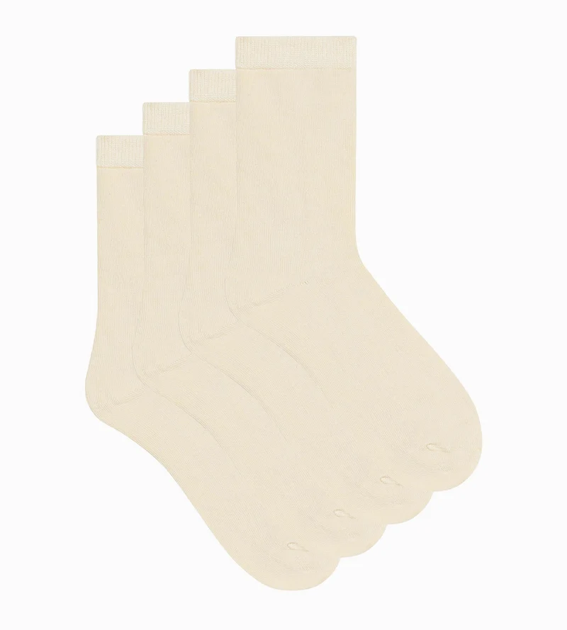 2-Paar-Set Damen-Socken Creme Thermo Fleece