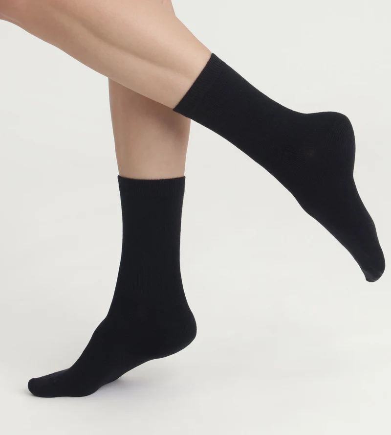2-Paar-Set Damen-Socken Schwarz Thermo Fleece