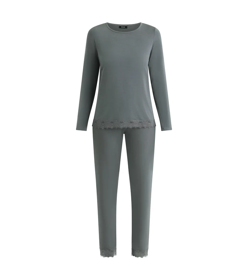 Damenpyjama Hose Grau mit Spitze Don't Disturb