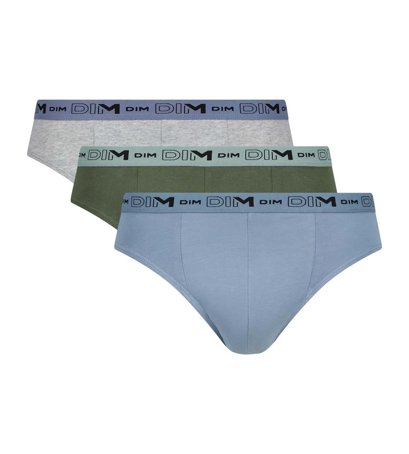 3er-Pack Herren-Slips Blau Grau Grün Baumwolle Stretch Bio