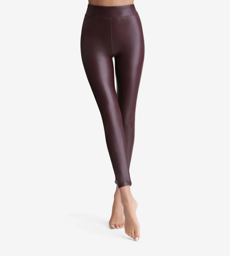 Damen-Leggings in Lederoptik Bordeaux Relax & Go
