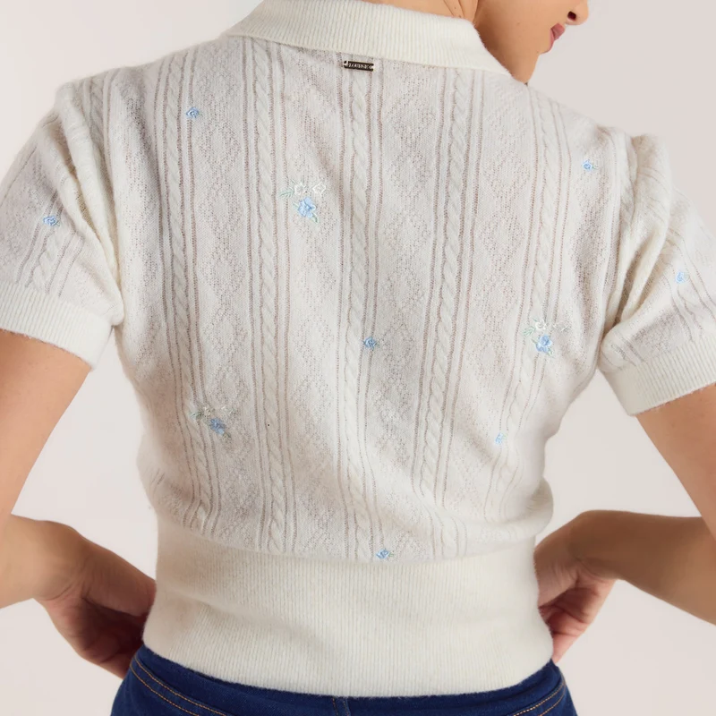 Besticker Stricktop - Crèmefarbe