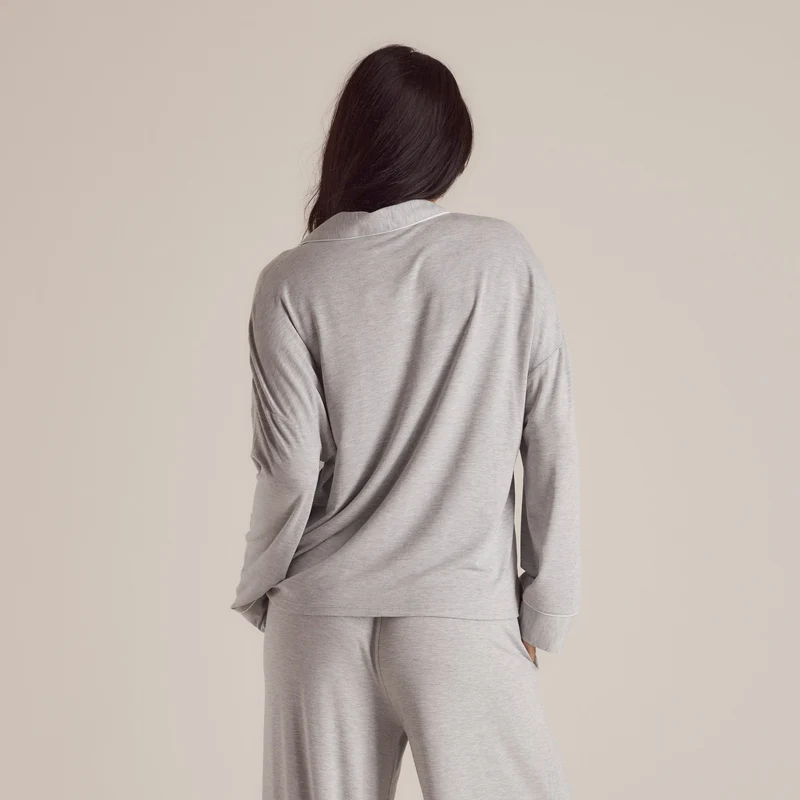 Modal Pyjama Shirt - Grey Marl