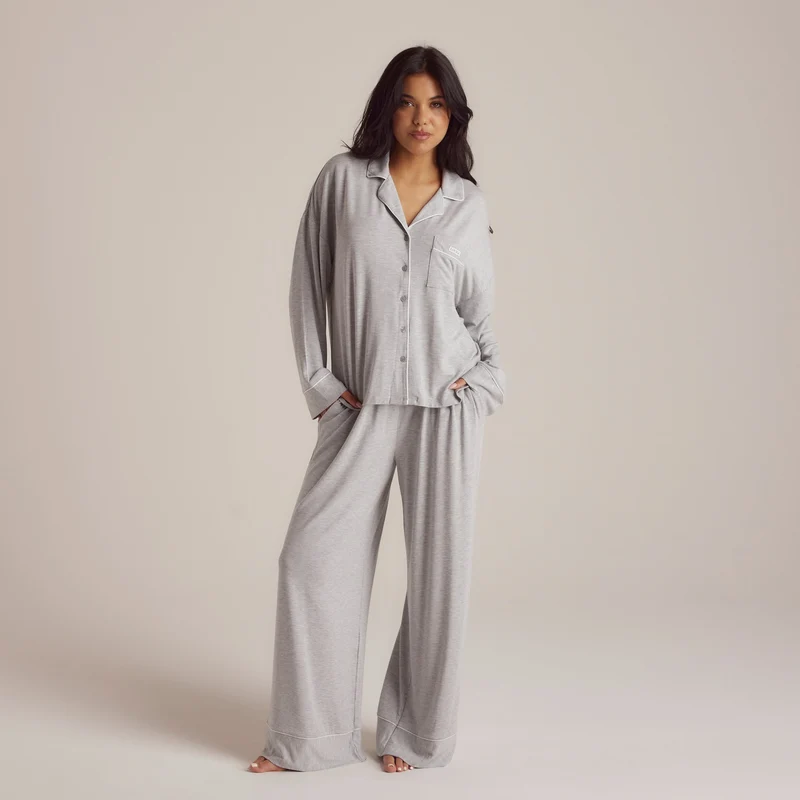 Modal Pyjama Shirt - Grey Marl