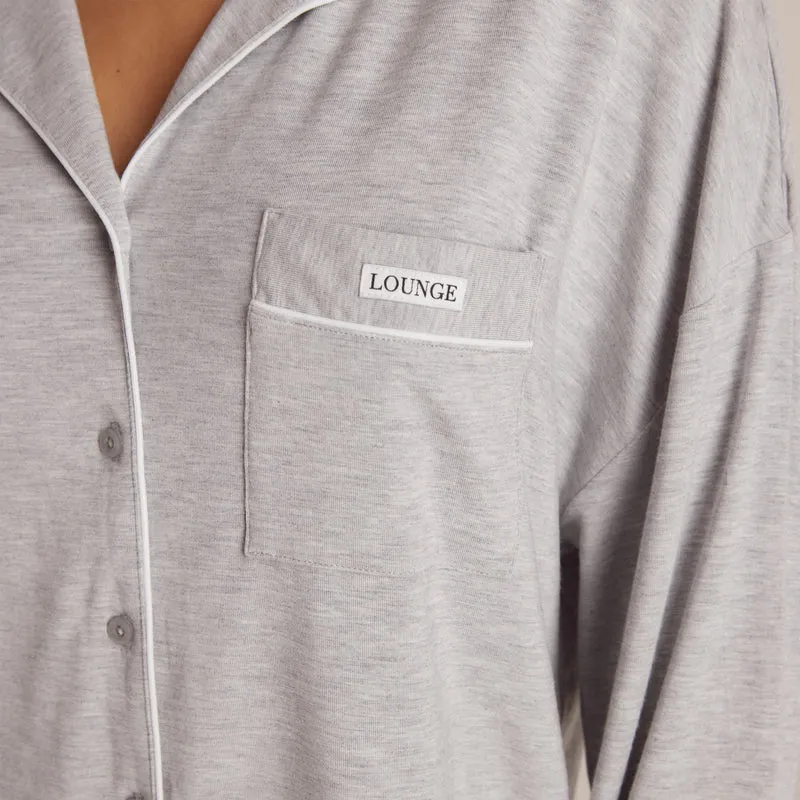 Modal Pyjama Shirt - Grey Marl