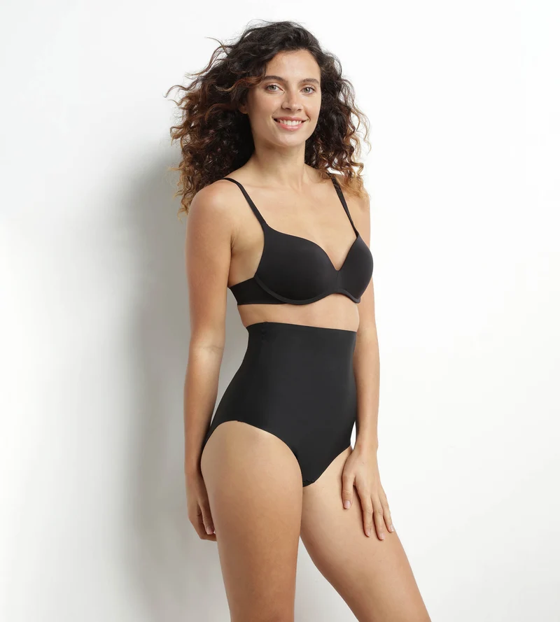 Schwarzer nahtloser Shaping-Slip für Damen mit hohem Bund – DIM Silhouette Invisible