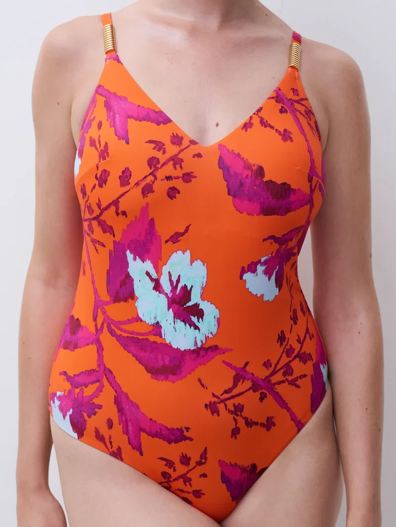 Chantelle Swimwear – Icon Bügelloser Triangel-Spacer-Badeanzug mit bemalten Blumen