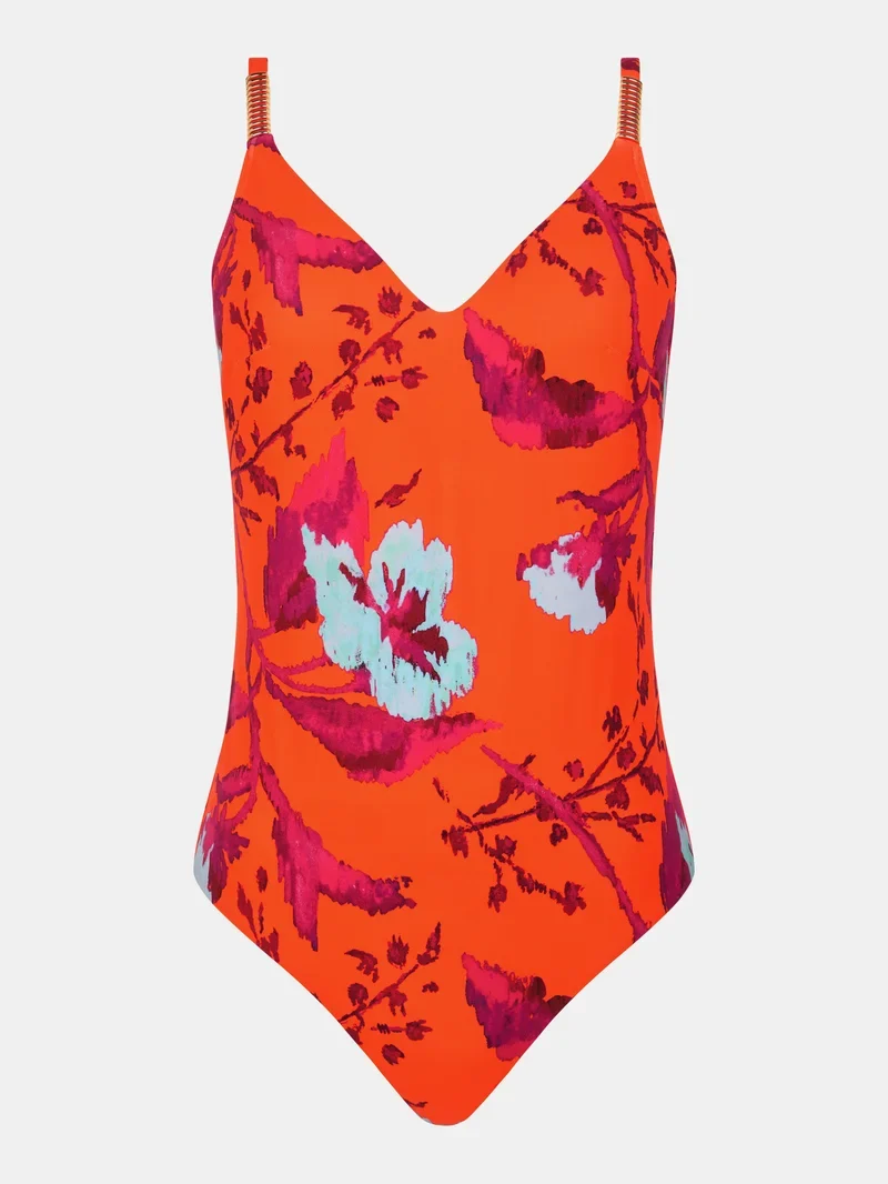 Chantelle Swimwear – Icon Bügelloser Triangel-Spacer-Badeanzug mit bemalten Blumen