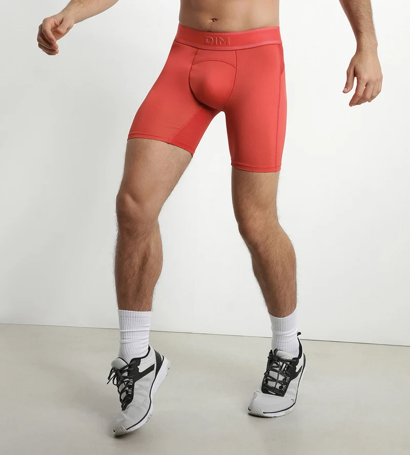 Dim Move lange Boxershorts für Herren aus Mikrofaser und Mesh in Signalrot