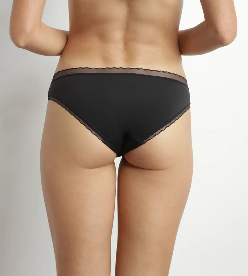 Schwarzer Slip aus Mikrofaser und Tüll - Dim Daily Confort